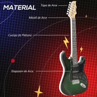 SPORTNOW Kit Guitarra Eléctrica de Iniciación con Amplificador 15W Afinador Digital Cuerdas Correa 3 Púas y Funda Negro(m-4)