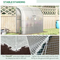 Outsunny Walk-In Lean to Wall Greenhouse - with Windows and Doors, 2 Tiers, 4 Wired Shelves, 200L x 100W x 215H cm, White(m-7)