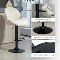 HOMCOM Modern Bar Stools Set of 2, Height Adjustable Swivel Bar Chairs with Shell Shape and Footrest, Fabric Barstools for Breakfast Bar, Counter, Kitchen Island, Beige(m-8)