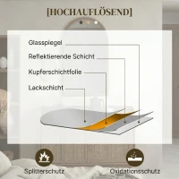 HOMCOM Espelho de Parede 65x110 cm com Moldura de Madeira em Forma de Janela Espelho Decorativo para Sala Quarto Castanho Escuro(m-5)