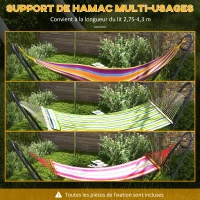 Outsunny Support de Hamac pour 2 Personnes, Cadre de Hamac en Métal Portable et Réglable, pour Hamacs de 2,75 à 4,3m, Noir(m-5)
