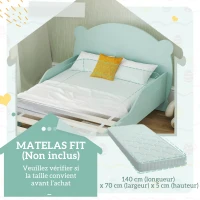 AIYAPLAY Lit enfant 70x140 cm avec barrières de sécurité thème d'ours pour garçons, filles, âgés de 3 à 6 ans, vert(m-7)