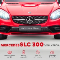 AIYAPLAY Coche Eléctrico para Niños de +3 Años Mercedes SLC 300 con Batería 12V Mando a Distancia Faros LED Bocina Música Rojo(m-4)