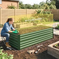 Outsunny Raised Beds for Garden, Galvanised Steel Outdoor Planters with Multi-reinforced Rods, 180 x 90 x 59 cm, Green(m-3)