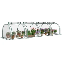Outsunny Estufa para Jardim Estufa Pequena para Cultivo de Plantas com 4 Janelas 395x100x80 cm Transparente e Verde(m-10)