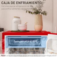 HOMCOM Nevera Pequeña con Congelador 91L Silenciosa Puerta Reversible Temperatura Regulable y Estantes Ajustables Rojo(m-5)