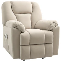 HOMCOM Fauteuil releveur électrique avec fonction massage et chauffage avec dossier inclinable, ports USB, télécommande, beige(m-1)