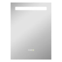 HOMCOM Espelho de Casa de Banho com Luz LED 70x50 cm 3 Cores de Luz Função Antiembaciamento Função de Memória IP44 Prata(m-1)