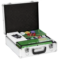 SPORTNOW Mallette de poker coffret de poker complet 500 jetons, boîtier en ABS, cartes à jouer, dés, dealer, tapis, clés(m-12)