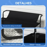 PawHut Cama Elevada para Cães Respirável para Cães Pequenos 91x69x29 cm Tecido de Textilene Apoio de Cabeça Preto(m-6)