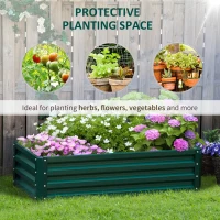 Outsunny Raised Beds for Garden, Galvanized Outdoor Planters, for Herbs and Vegetables, Use for Patio, Backyard, Balcony, Green(m-6)