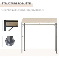 Outsunny Abri pour Barbecue, Tonnelle de Jardin 215 x 150 x 220 cm en Métal avec Crochets pour Terrasse, Jardin, Cour, Beige(m-6)