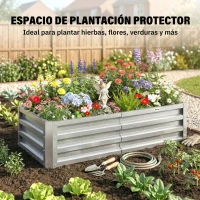 Outsunny Jardinera Elevada Rectangular de Acero Galvanizado para Cultivar Plantas Flores Hierba 120x60x30,5 cm Plata(m-6)