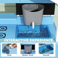 AIYAPLAY Kids Mud Kitchen Outdoor with Stoves, Sink, Faucet, Storage Shelves, Cookware Accessories for Boys Girls, Blue(m-5)