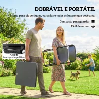 Outsunny Conjunto de Mesa e Cadeiras de Jardim com Mesa Dobrável Ajustável de 55 a 74 cm e 4 Cadeiras Dobráveis para Terraço Cinzento(m-4)