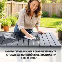 Outsunny Conjunto de Mesa e Cadeiras de Jardim com Mesa de Ripas e 4 Cadeiras Empilháveis para Terraço ou Pátio Cinzento(m-5)
