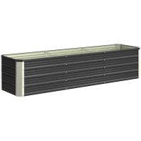 Outsunny Jardinière surélevée en acier avec gants, carré potager de jardin pour fleurs, herbes, légumes, 183 x 47 x 40 cm, gris(m-12)