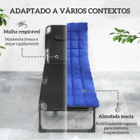 Outsunny Conjunto de 2 Espreguiçadeiras Dobráveis com Apoio de Cabeça, Almofadas, Bolso Lateral e Encosto Reclinável em 5 Posições Azul(m-5)