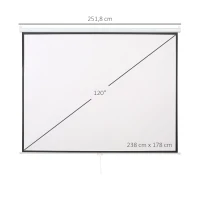 HOMCOM Pantalla de Proyector Manual 120 Pulgadas Formato 4:3/16:9 para Interior y Exterior 244x183 cm Blanco(m-3)