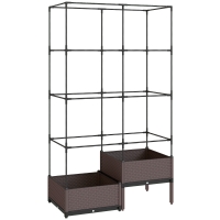 Outsunny Jardinera con Enrejado Metálico para Plantas Trepadoras 2 Macetas de PP con Orificios de Drenaje 100x50x174 cm Negro