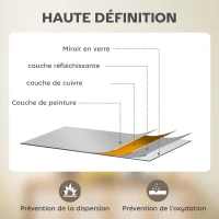 HOMCOM Miroir mural carré 50 x 50 cm, cadre en bois naturel, idéal pour la salle de bain, salon ou chambre(m-6)