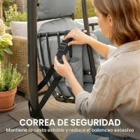 Outsunny Silla Colgante Huevo con Soporte Cesta Plegable Reposacabezas Cojín Bolsillo Lateral Carga 120 kg Gris Oscuro(m-4)