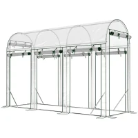 Outsunny Invernadero de Túnel 3x1x2 m con 8 Puertas Enrollables y Estructura de Acero Galvanizado Anti-UV Transparente(m-1)