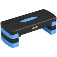SPORTNOW Stepper Fitness Aeróbico 3 Niveles, Altura Regulable 10/15/20 cm con Elevadores, Superficie Antideslizante, 68x29x20cm, Azul