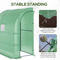 Outsunny Lean to Wall Greenhouse with 2 Tiers 4 Wired Shelves, Walk-In Plant Shelter with Mesh Windows and Doors, 200L x 100W x 215Hcm, Green(m-4)