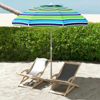 Outsunny Parasol Plażowy Ø178 cm UV40+ Wiatroodporny Stabilny Regulowany z Nachyleniem Wentylacją Torbą Wielokolorowy(m-2)