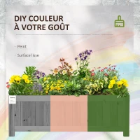 Outsunny Carré Potager de jardin pliable en Bois massif, Jardinière Surélevé 70 x 30 x 25 cm pour Jardin Balcon Terrasse gris(m-6)