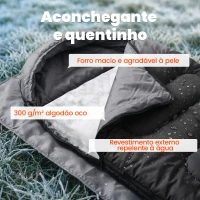 Outsunny Saco-Cama Leve e Compacto para Adultos, 3 Estações, Impermeável e Portátil, Preto(m-4)