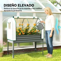 Outsunny Huerto Urbano Elevado con Cubierta de Invernadero y Estante Inferior para Cultivo Plantas 120x55x140 cm Gris Oscuro(m-6)