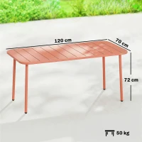 Outsunny Table de Salle à Manger Extérieure 120x70cm pour 4 Personnes, Table de Jardin Rectangulaire avec Plateau à Lattes, Rouge(m-3)