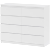 HOMCOM Commode 8 tiroirs meuble de rangement sans poignées design minimaliste 120 x 39 x 100 cm blanc