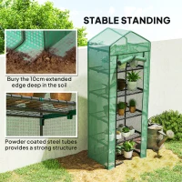 Outsunny Szklarnia z rolowanymi drzwiami, regały, stalowa, zimowa(m-7)