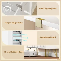 HOMCOM Sapateira Estreita com 2 Compartimentos Abatíveis Armário e Prateleiras Ajustáveis 10-14 Pares de Sapatos 110x25x110,6 cm Branco(m-6)