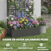 Outsunny Jardinière avec treillis, bac à fleurs en acier galvanisé avec brise-vue, trous de drainage, 90x40x180cm, noir(m-7)