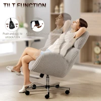HOMCOM Sedia da Ufficio Ergonomica in Velluto con Schienale Alto, Poggiatesta e Braccioli Regolabili, Grigio(m-4)