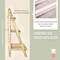Outsunny Soporte para Plantas de Madera de 3 Niveles para Interior y Exterior Terraza Jardín 100x37x93 cm Carbonizado(m-5)