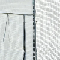 Outsunny Gewächshaus mit PE-Gitterfolie, Tür, winterfest Foliengewächshaus aus Stahl, Treibhaus 100 x 50 x 150 cm, Weiß(m-7)