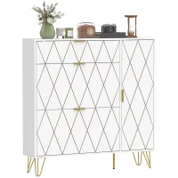 HOMCOM Sapateira Estreita com 2 Compartimentos Abatíveis Armário e Prateleiras Ajustáveis 10-14 Pares de Sapatos 110x25x110,6 cm Branco(m-8)