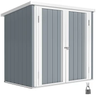 Outsunny Abri de Jardin cabane de jardin 1,09 m² 2 Portes verrouillables 147 x 86 x 134 cm tôle d'acier Gris clair Blanc(m-11)