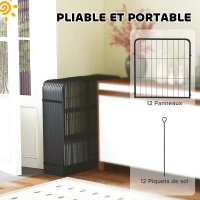 PawHut Parc pour chien enclos chien 12 panneaux modulable et pliable acier 2 portes pour chiot intérieur extérieur 60H cm noir(m-6)