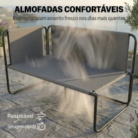 Outsunny Conjunto de Jardim de 4 peças Móveis de Exterior com 2 Sofás de 2 Lugares 2 Mesas de Vidro Almofadas Capas Removíveis Preto e Bege(m-7)