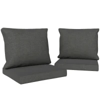 Outsunny Ensemble de 4 coussins pour salon de jardin 2 pour assise 56x52x7cm 2 pour dossier 56x45x17cm gris foncé(m-11)