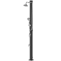 Outsunny Duș solar grădină 20L cu cap de duș, duș de mână, robinet pentru picioare și temperatură reglabilă max. 60 °C pentru piscină Negru(m-6)