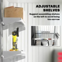 Outsunny Gartenschuppen, Outdoor-Geräteschuppen aus Wellstahl, Wanddesign, verstellbare Regalböden, verschließbare Tür Dunkelgrau(m-5)