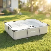 Outsunny Piscina Tubolare Rettangolare con Pompa di Filtrazione 3701L in PVC a Triplo Strato, 316x238x66,5 cm, Grigio(m-3)