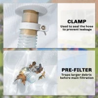 Outsunny Piscină Tubulară Dreptunghiulară cu Pompă de Filtrare 3701L din PVC cu 3 Straturi 316x238x66,5cm Gri(m-4)